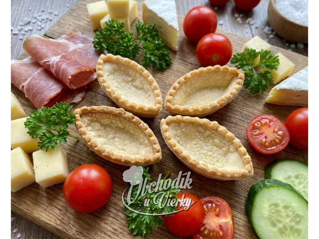 Pohľad na balenie tartaletiek v tvare lodičiek