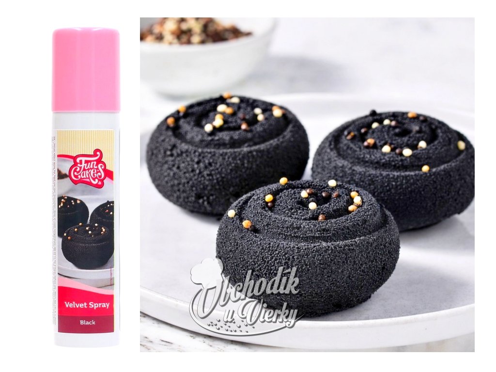 Jedlá sprejová farba Čierna 100 ml FunCakes Velvet Spray