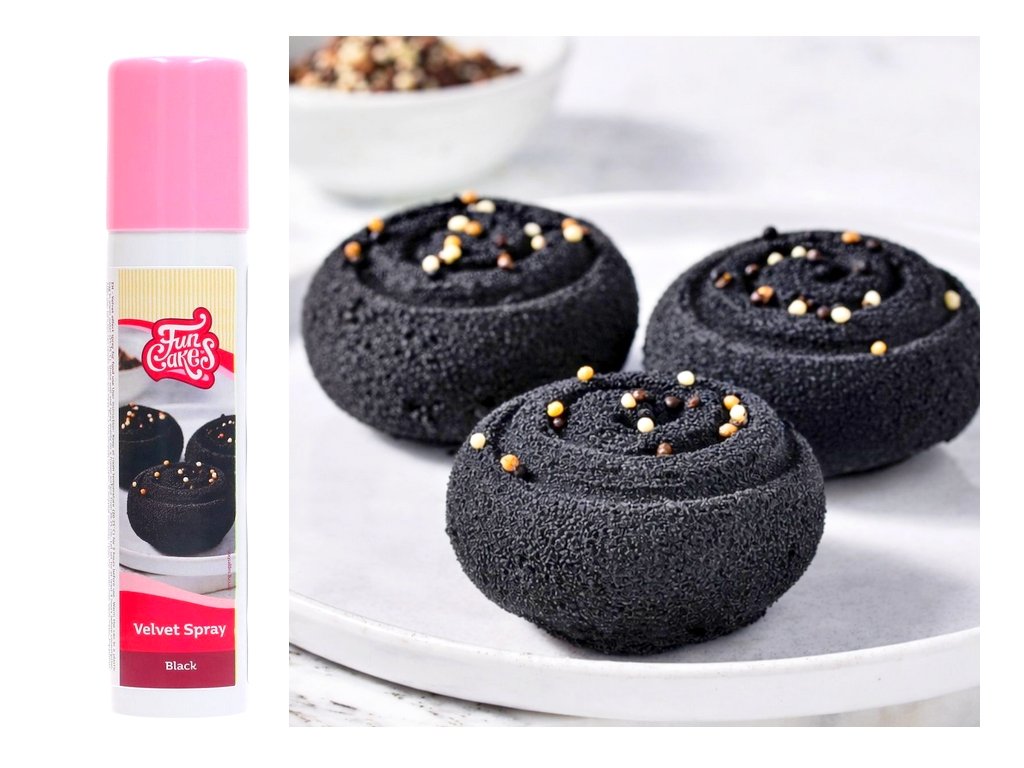 Jedlá sprejová farba Čierna 100 ml FunCakes Velvet Spray