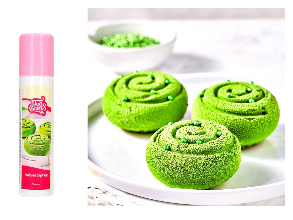Jedlá sprejová farba Zelená 100 ml FunCakes Velvet Spray