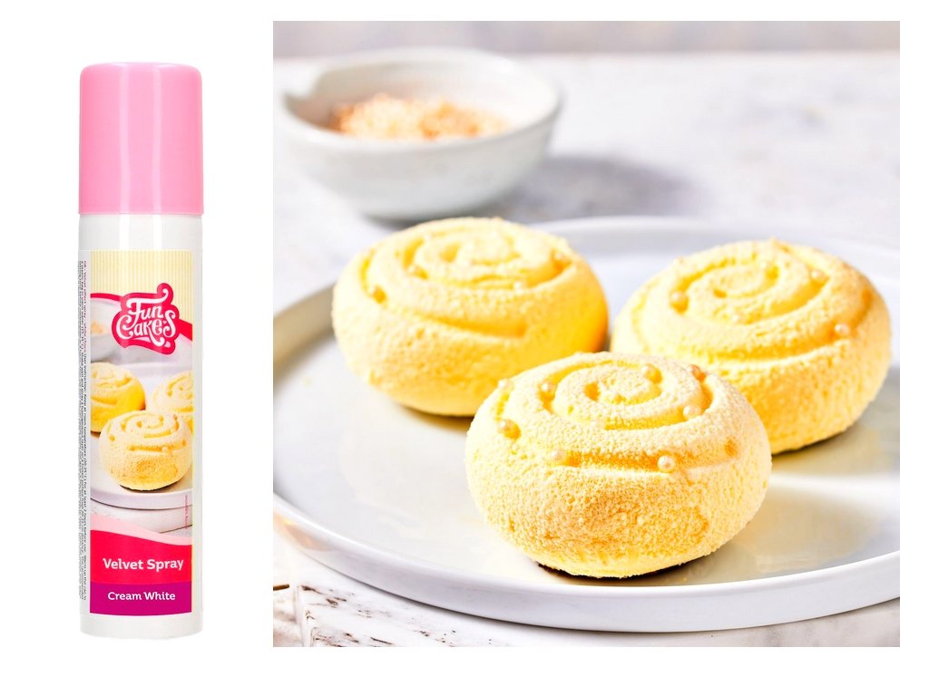 Jedlá sprejová farba Krémovo biela 100 ml FunCakes Velvet Spray